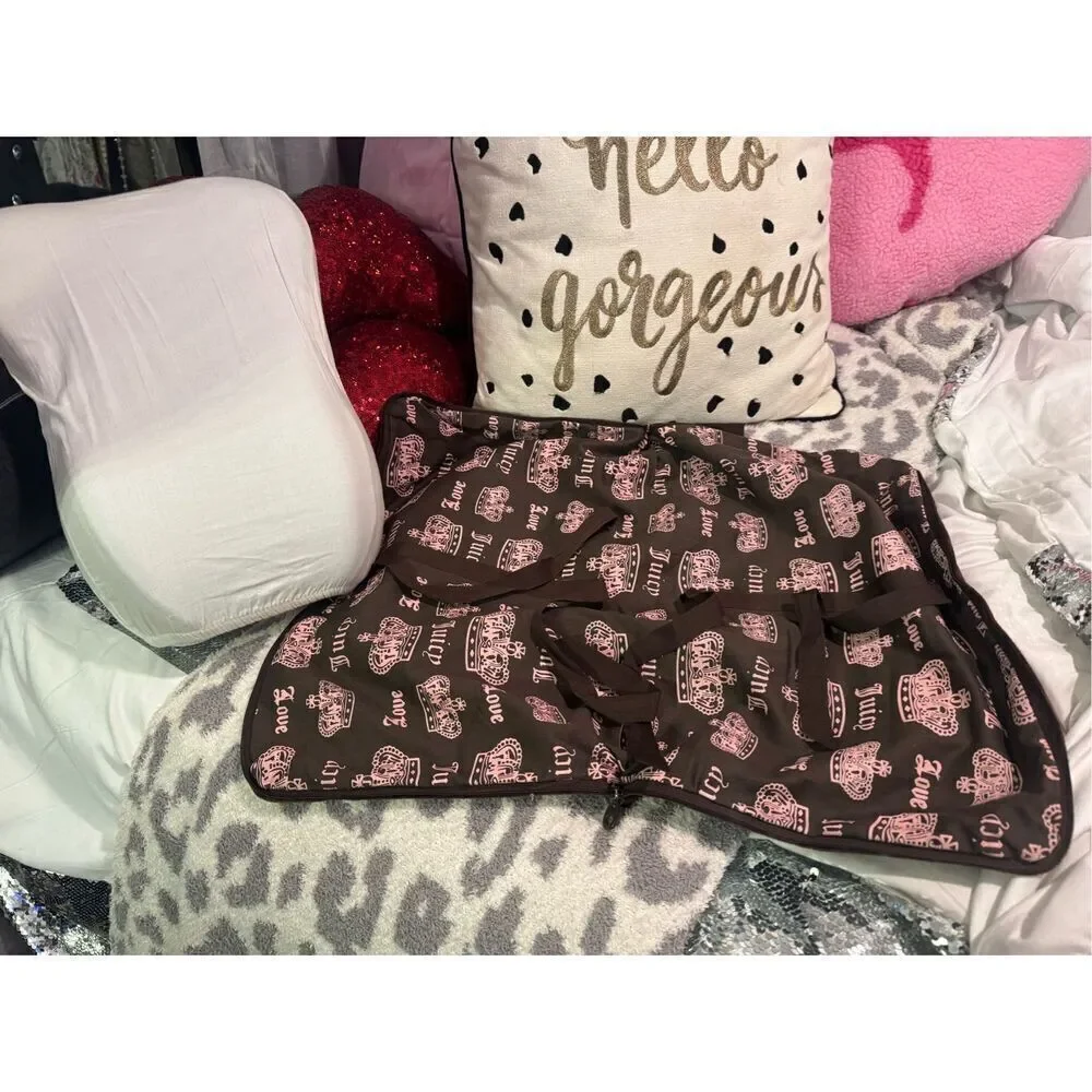 Velour black/pink Y2K vintage Juicy couture slumber party pillow/travel case